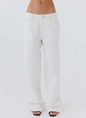 Everyday Use Creative Look Elegant Road Trip Keanna Low Rise Denim Jeans - Ivory