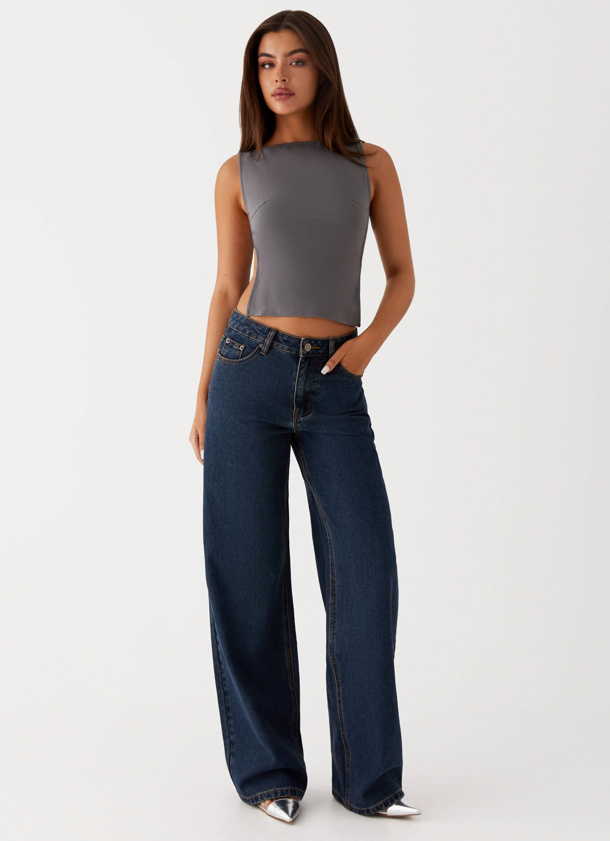 Keanna Low Rise Denim Jeans - Washed Denim Clean Outfit Trendy High Quality