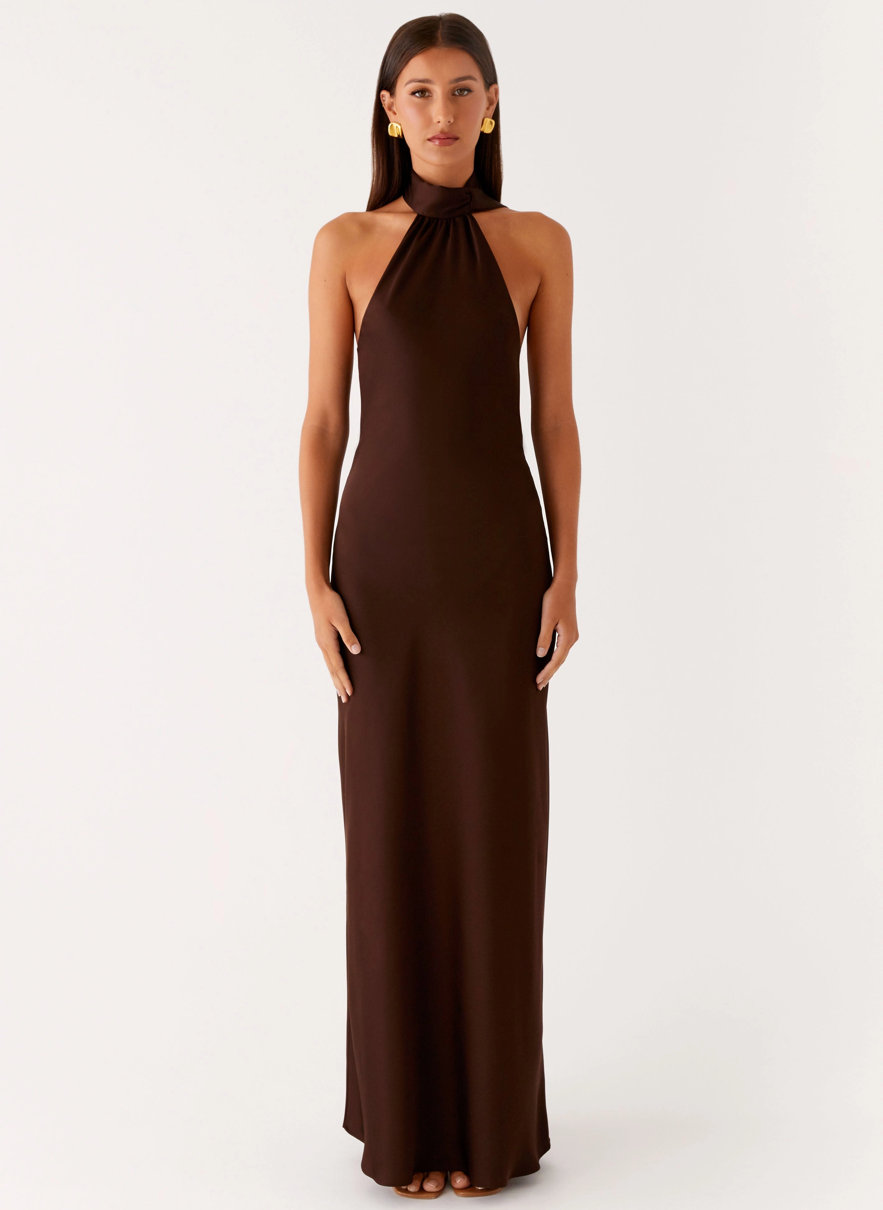 Keena Scarf Maxi Dress - Chocolate Everyday Comfort Wear