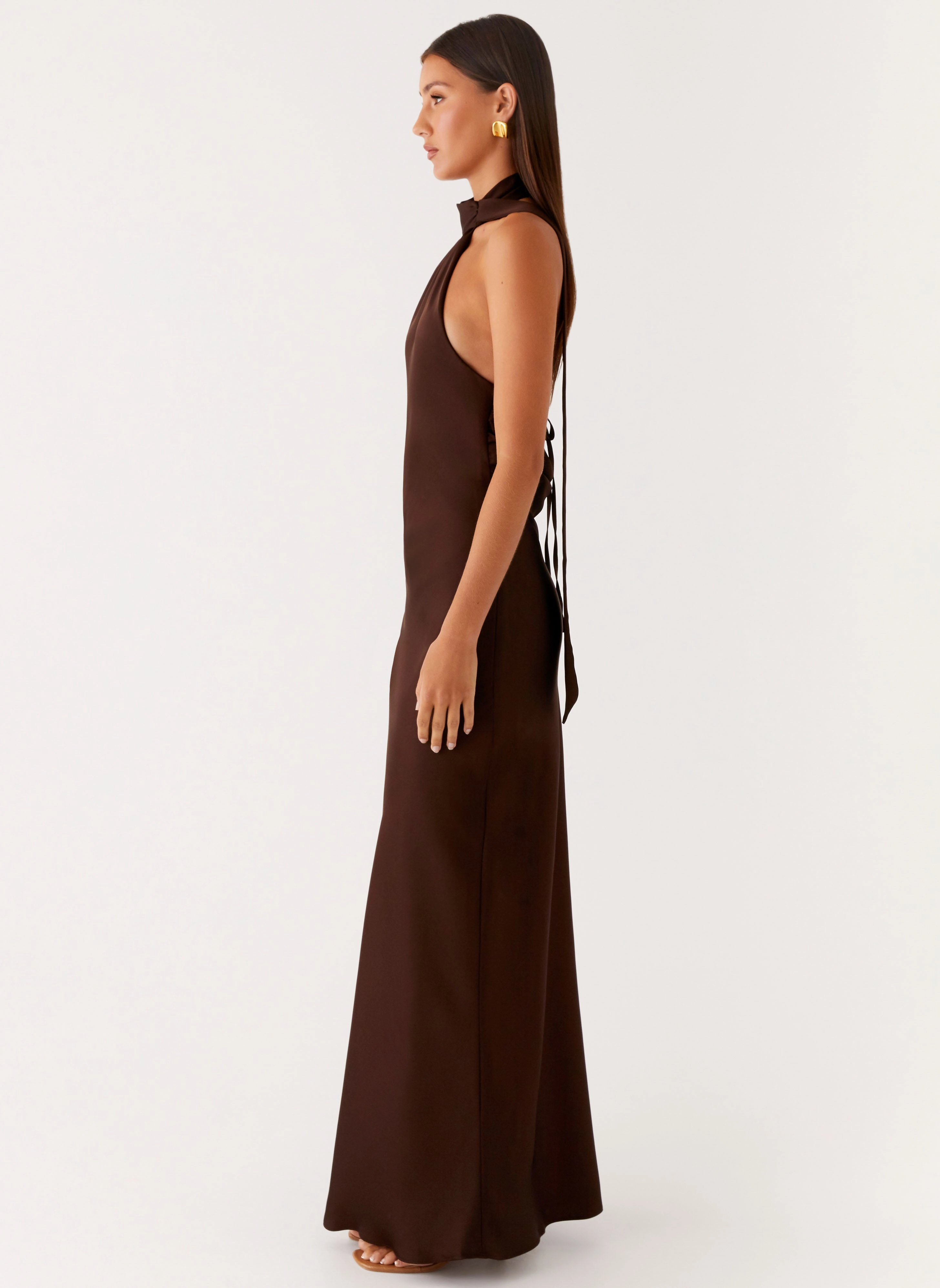Keena Scarf Maxi Dress - Chocolate Body Confidence Effortless Look