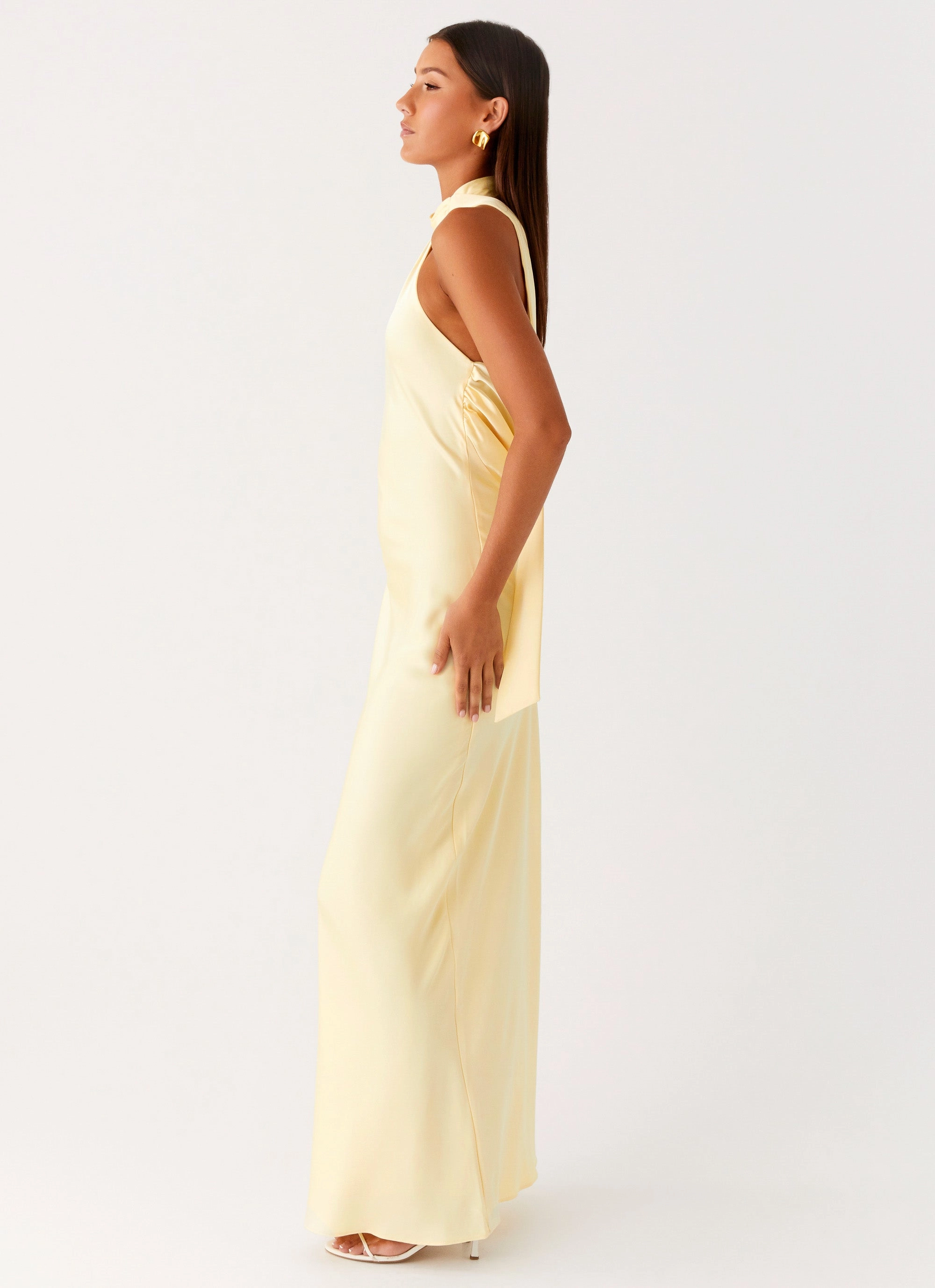 Flare Hem Bloom Zone Keena Scarf Maxi Dress - Lemon