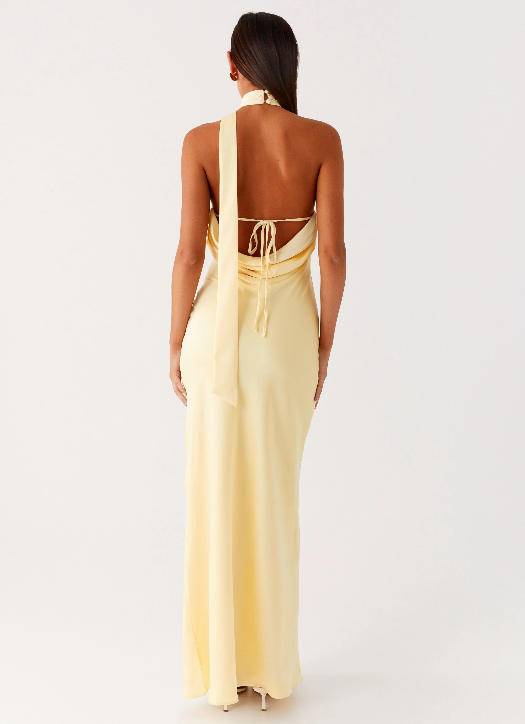 Keena Scarf Maxi Dress - Lemon Clean Cut
