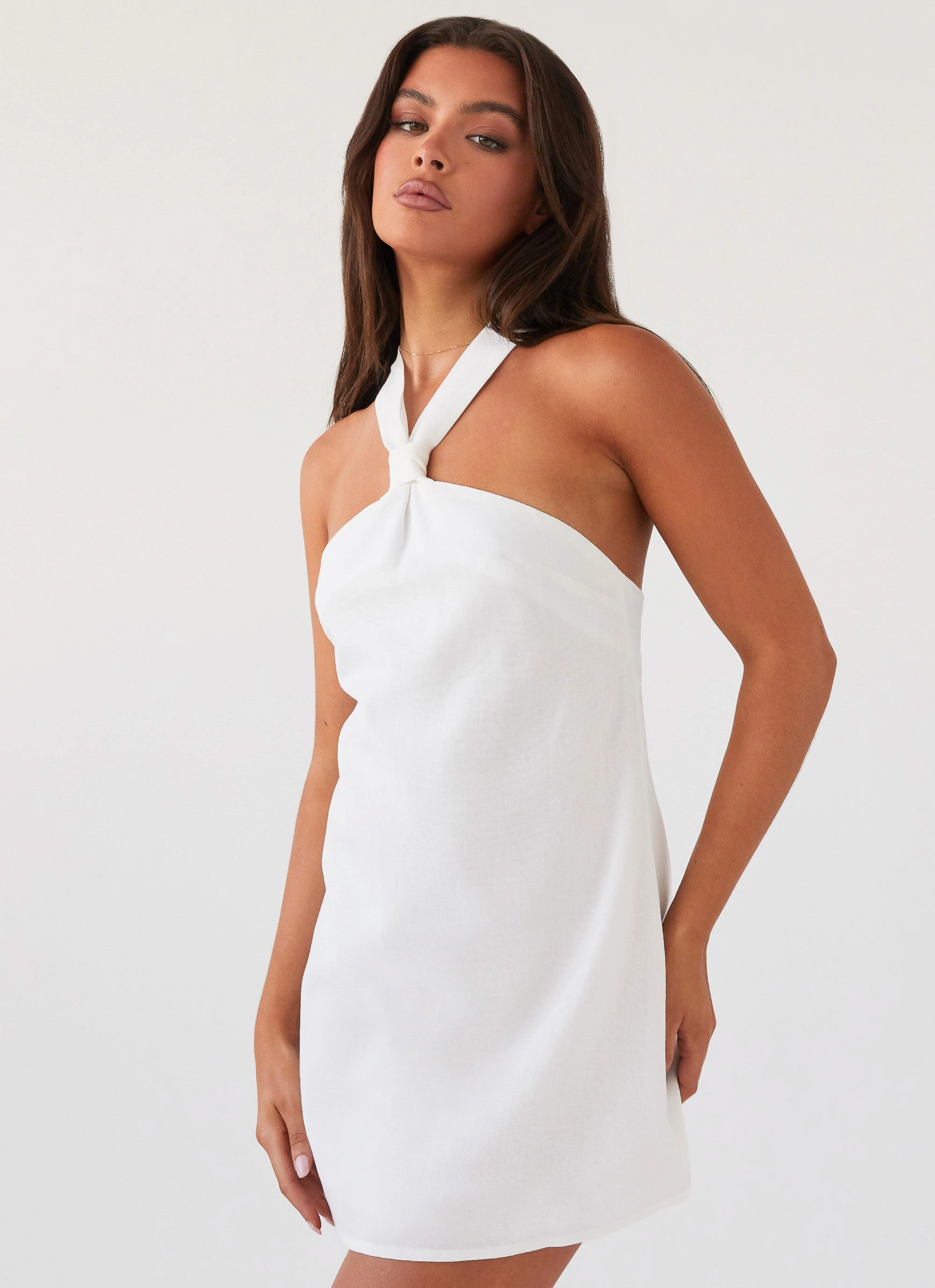 Spring Brunch Comfort Fit Keira Linen Mini Dress - White