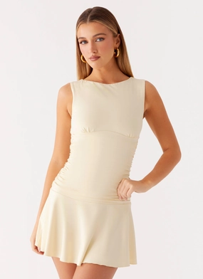 Kelda Mini Dress - Yellow Striped Design