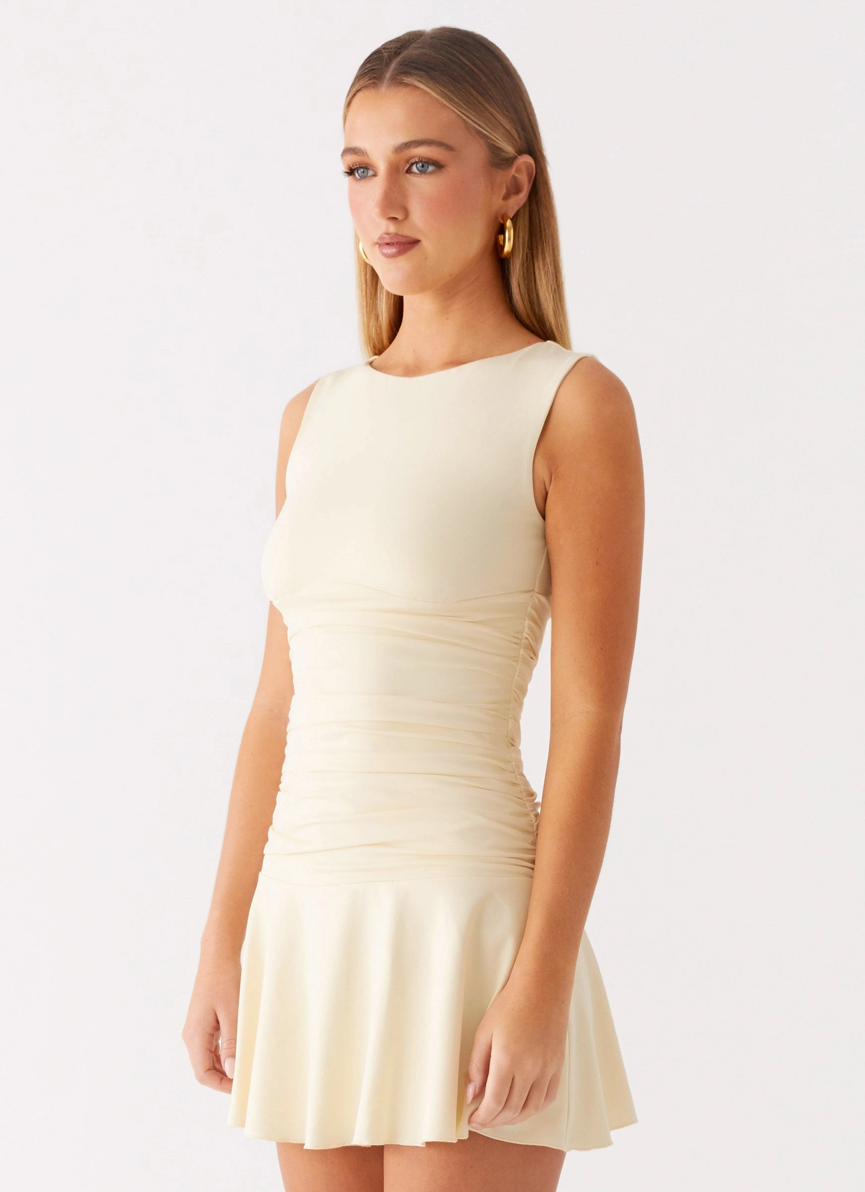 Kelda Mini Dress - Yellow Double Layer Construction