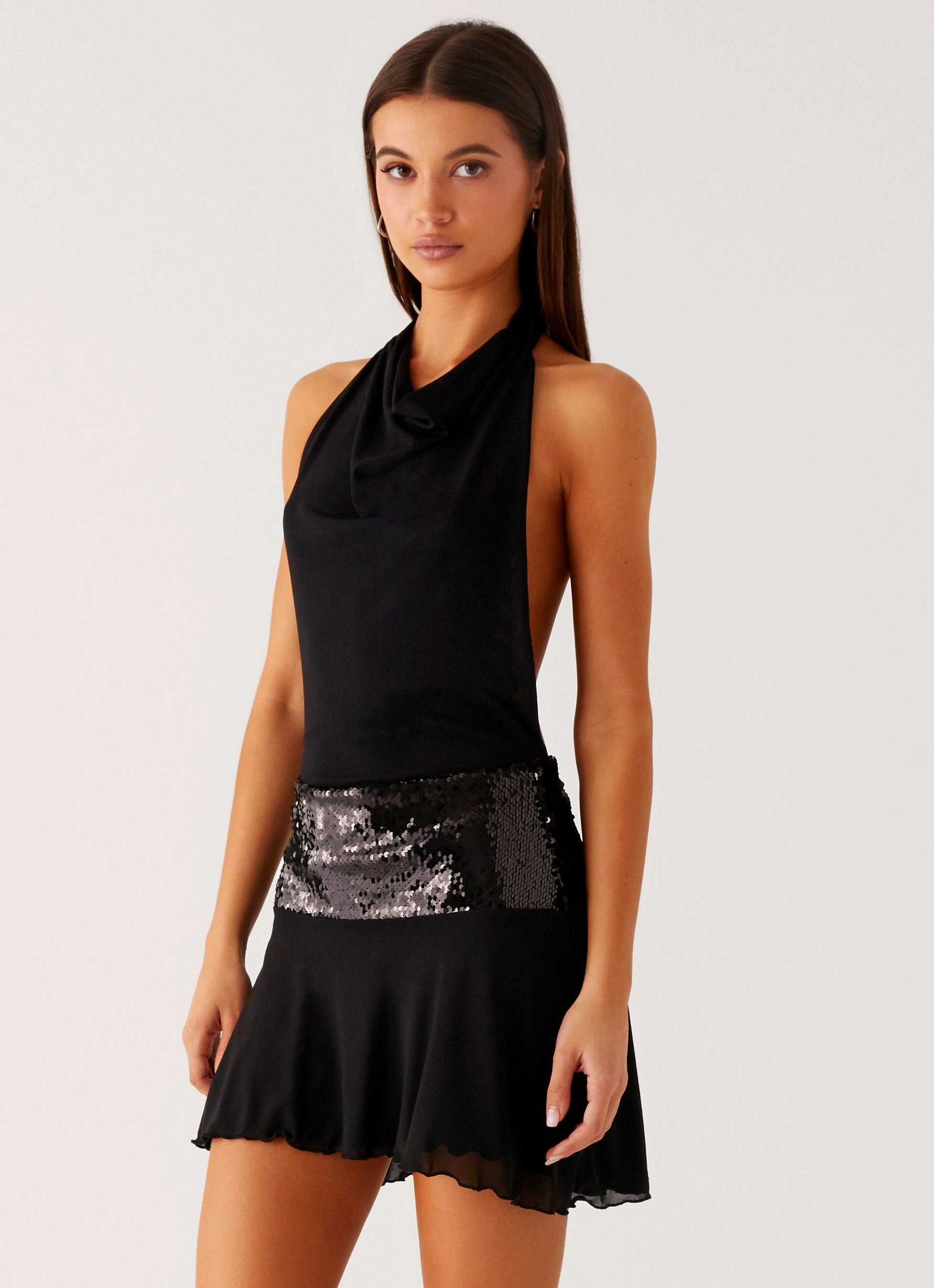 Kelsey Sequin Mini Dress - Black HypoallergenicFiber