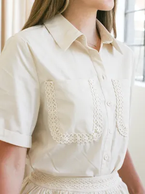 FoamReinforcedCollar Elasticated Trim Kendra Button Up Blouse