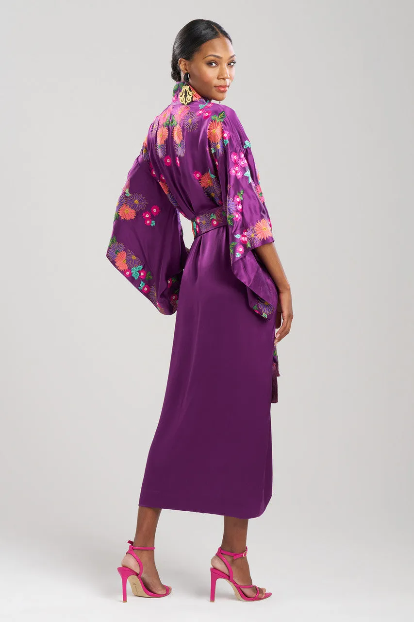 Key Essentials Embroidered Kimono Silk Robe