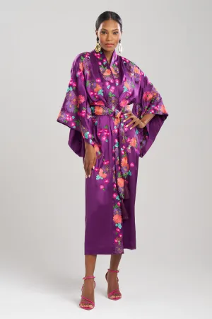 Key Essentials Embroidered Kimono Silk Robe