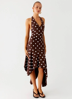 Work Option Keylani Halter Midi Dress - Chocolate