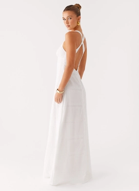 Kiana Halter Maxi Dress - White Minimal Aesthetic