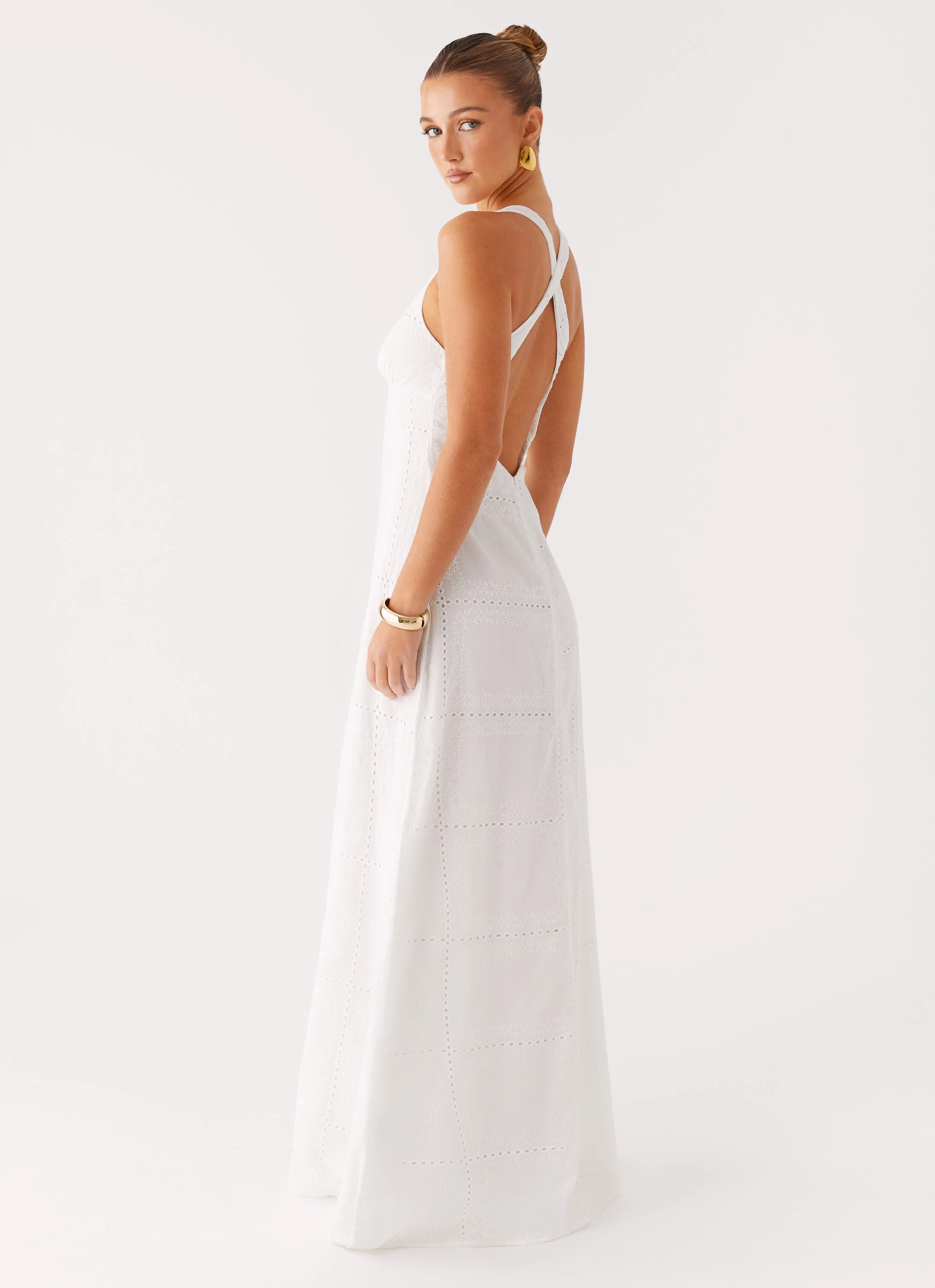 Kiana Halter Maxi Dress - White Minimal Aesthetic