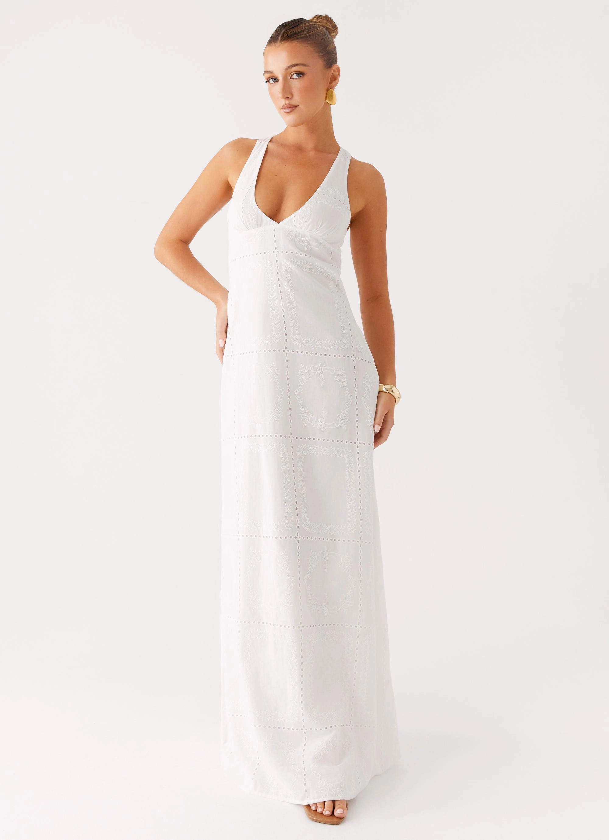Kiana Halter Maxi Dress - White Office Casual Minimalist Style