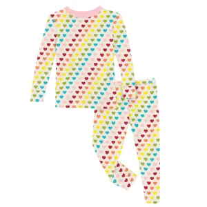 KicKee Pants Rainbow Hearts L/S Pajama Set
