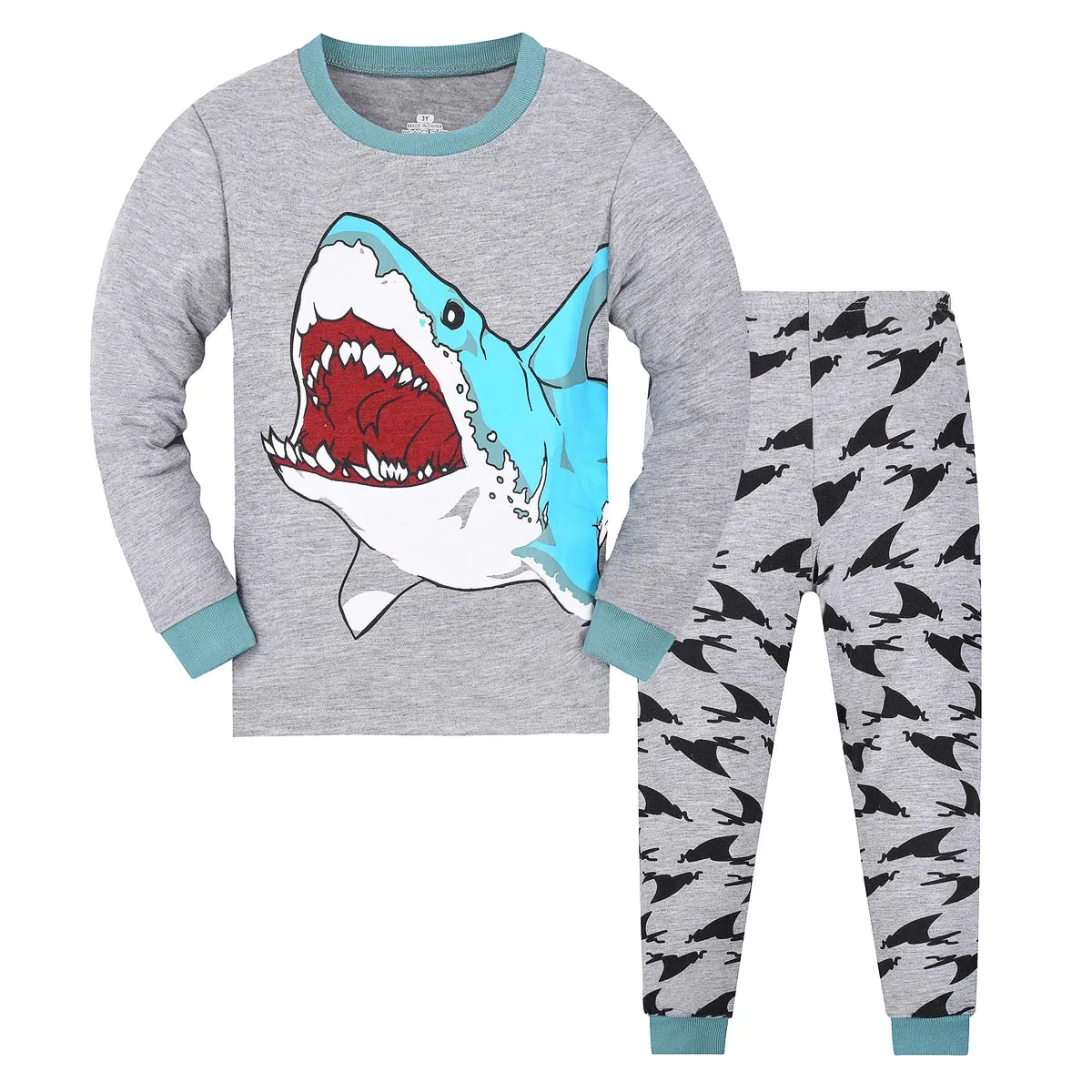 Kids Boys Cartoon Print Long Sleeve Pajamas Set