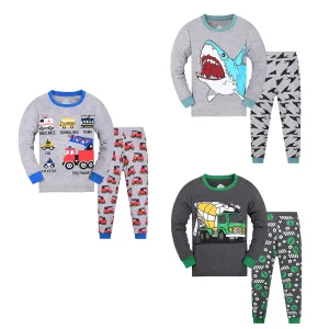 Kids Boys Cartoon Print Long Sleeve Pajamas Set