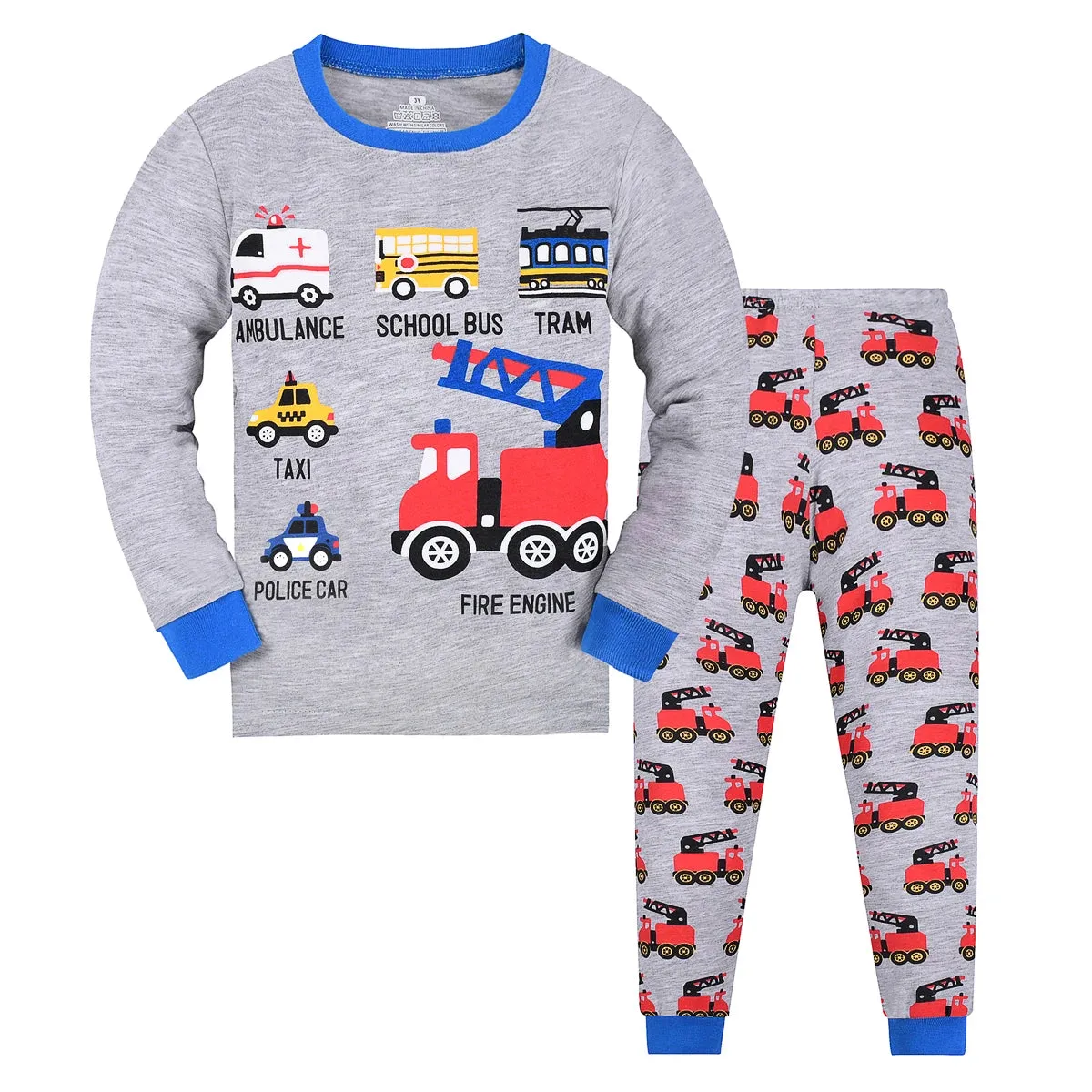 Kids Boys Cartoon Print Long Sleeve Pajamas Set