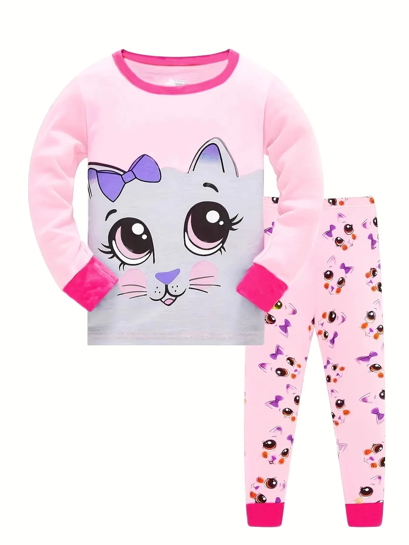 Kids Boys Girls Crew Neck Animal Print Pajama Sets