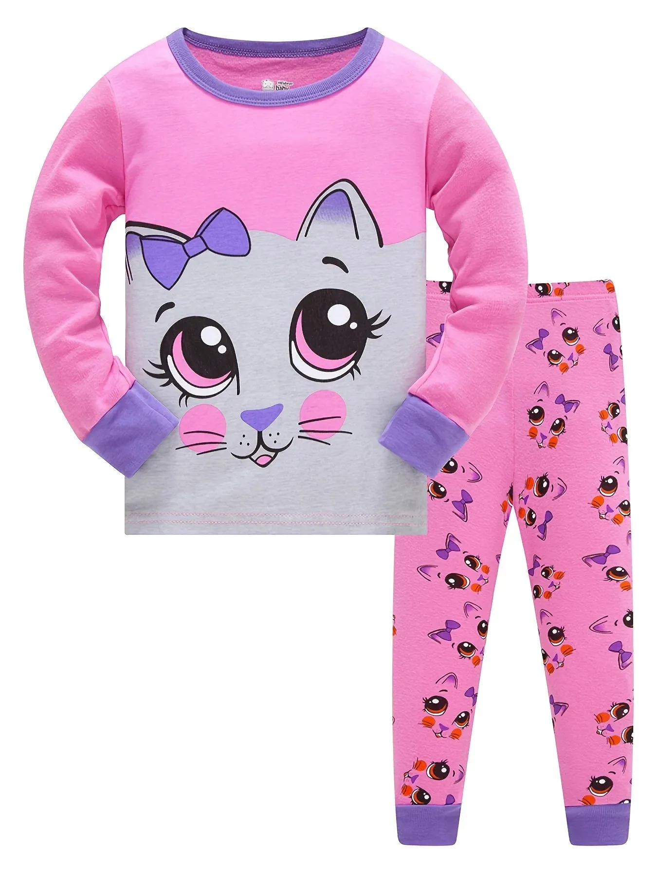 Kids Boys Girls Crew Neck Animal Print Pajama Sets