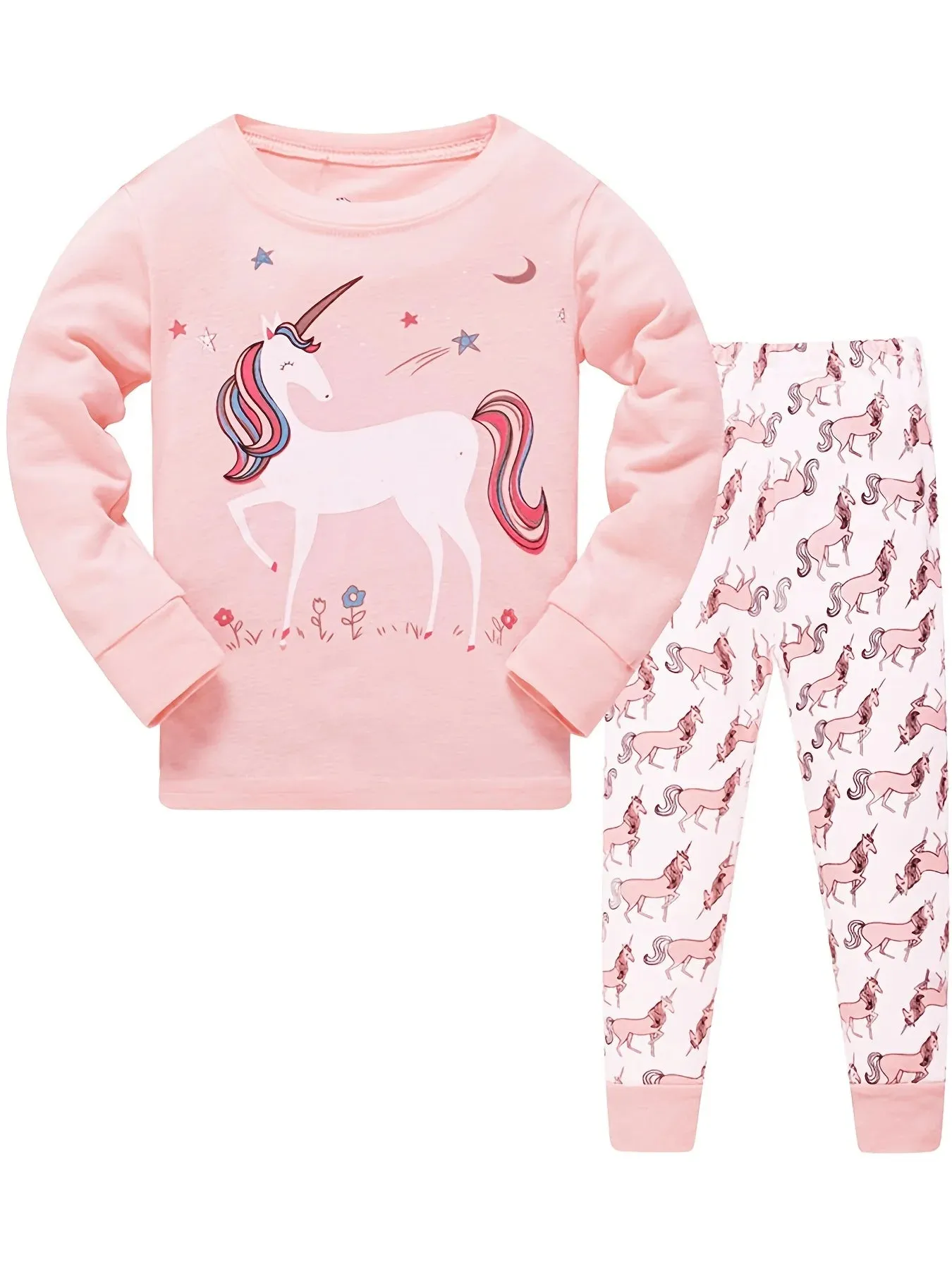 Kids Boys Girls Crew Neck Animal Print Pajama Sets