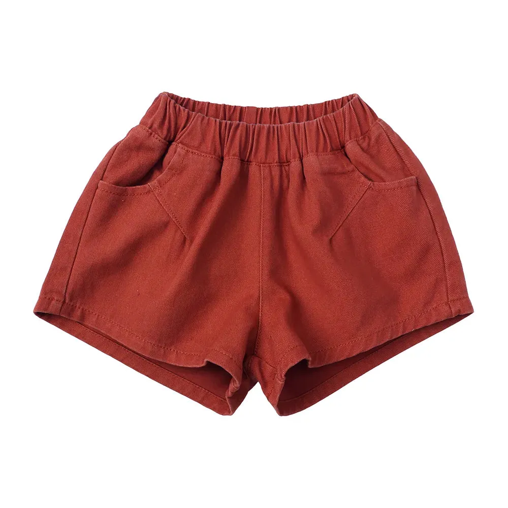 Kids Boys Summer Shorts Solid Elastic Waist