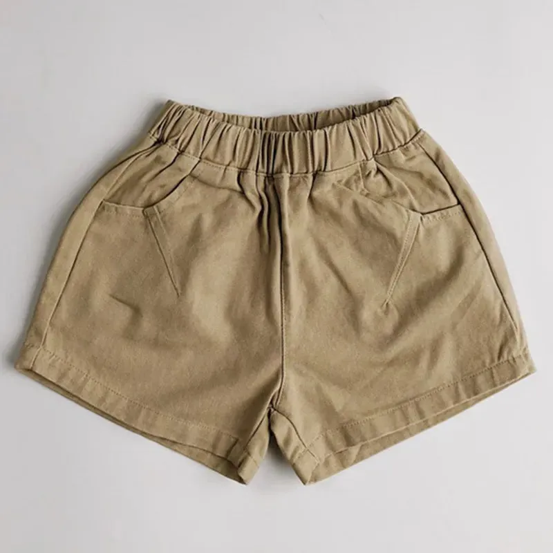 Kids Boys Summer Shorts Solid Elastic Waist