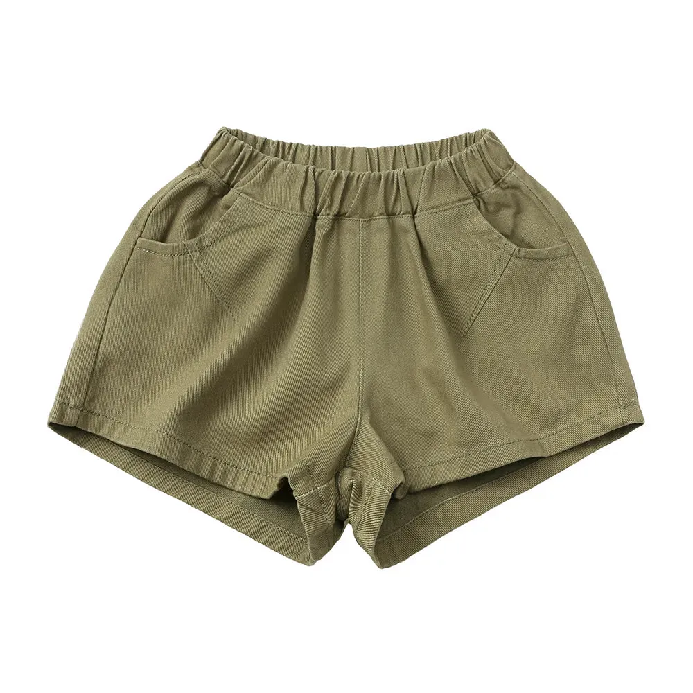Kids Boys Summer Shorts Solid Elastic Waist