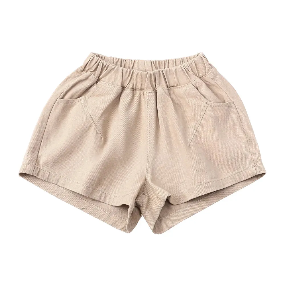 Kids Boys Summer Shorts Solid Elastic Waist