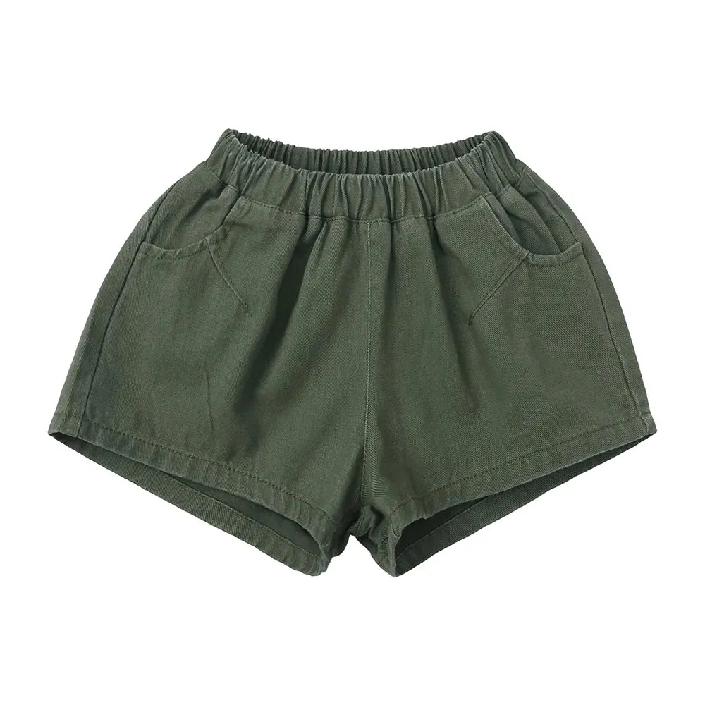 Kids Boys Summer Shorts Solid Elastic Waist