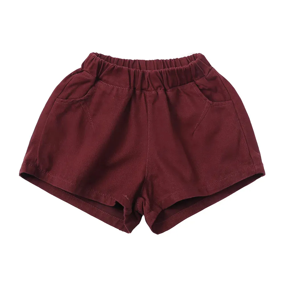 Kids Boys Summer Shorts Solid Elastic Waist