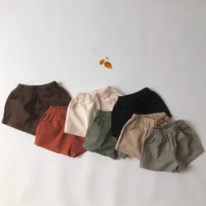 Kids Boys Summer Shorts Solid Elastic Waist