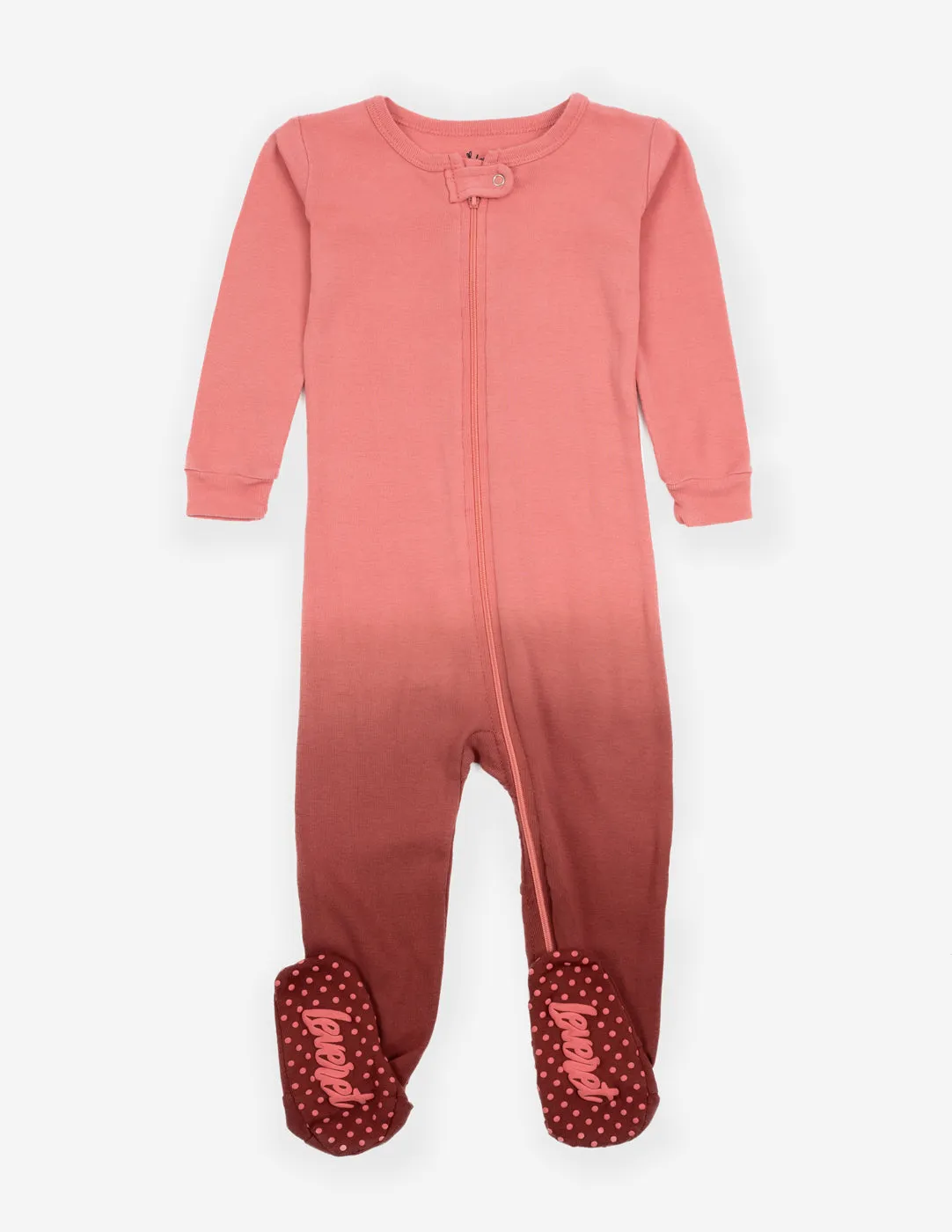 Kids Footed Pink Ombré Tie Dye Cotton Pajamas