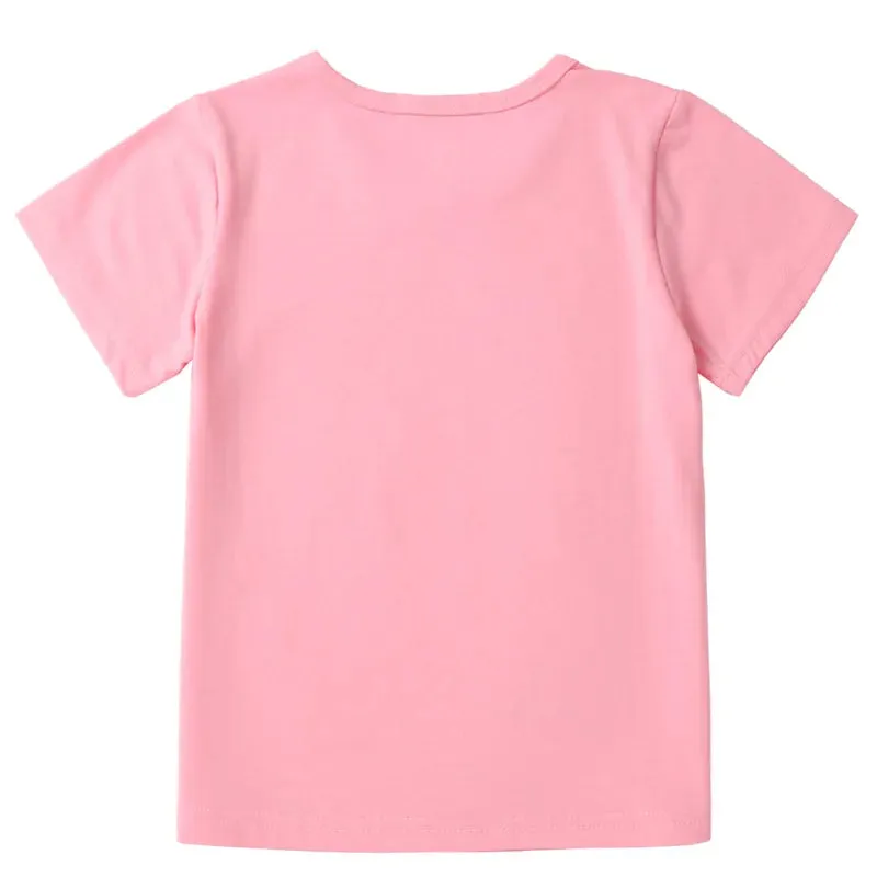 Kids Girls Cartoon Animal Print T-shirts Shorts Pajamas Set