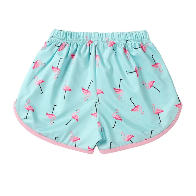 Kids Girls Cartoon Animal Print T-shirts Shorts Pajamas Set