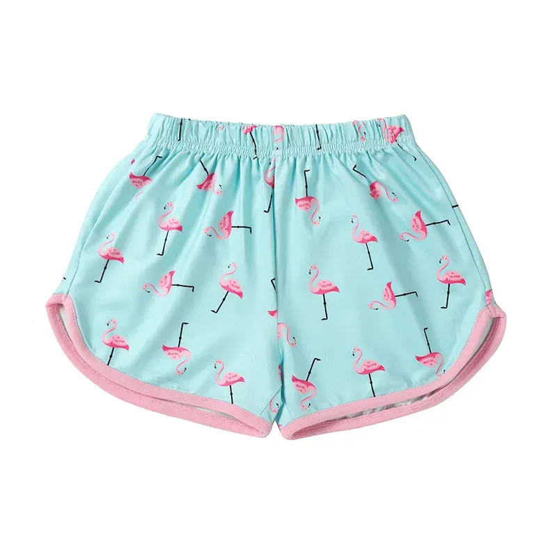 Kids Girls Cartoon Animal Print T-shirts Shorts Pajamas Set