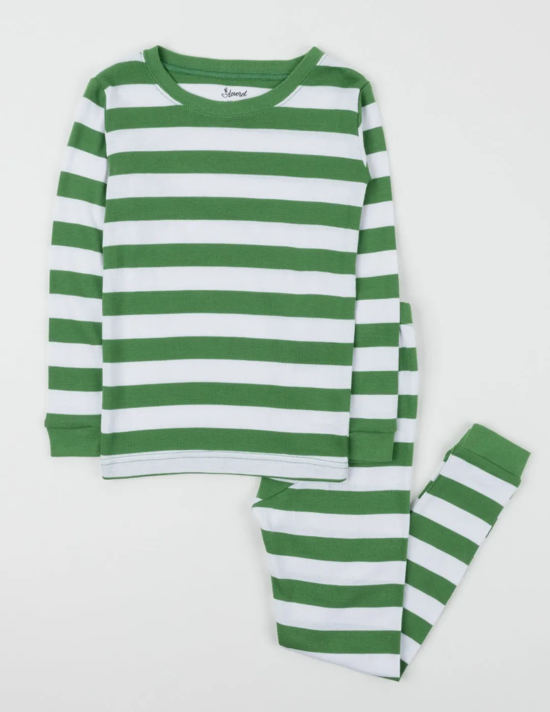 Kids Green & White Stripes Pajamas