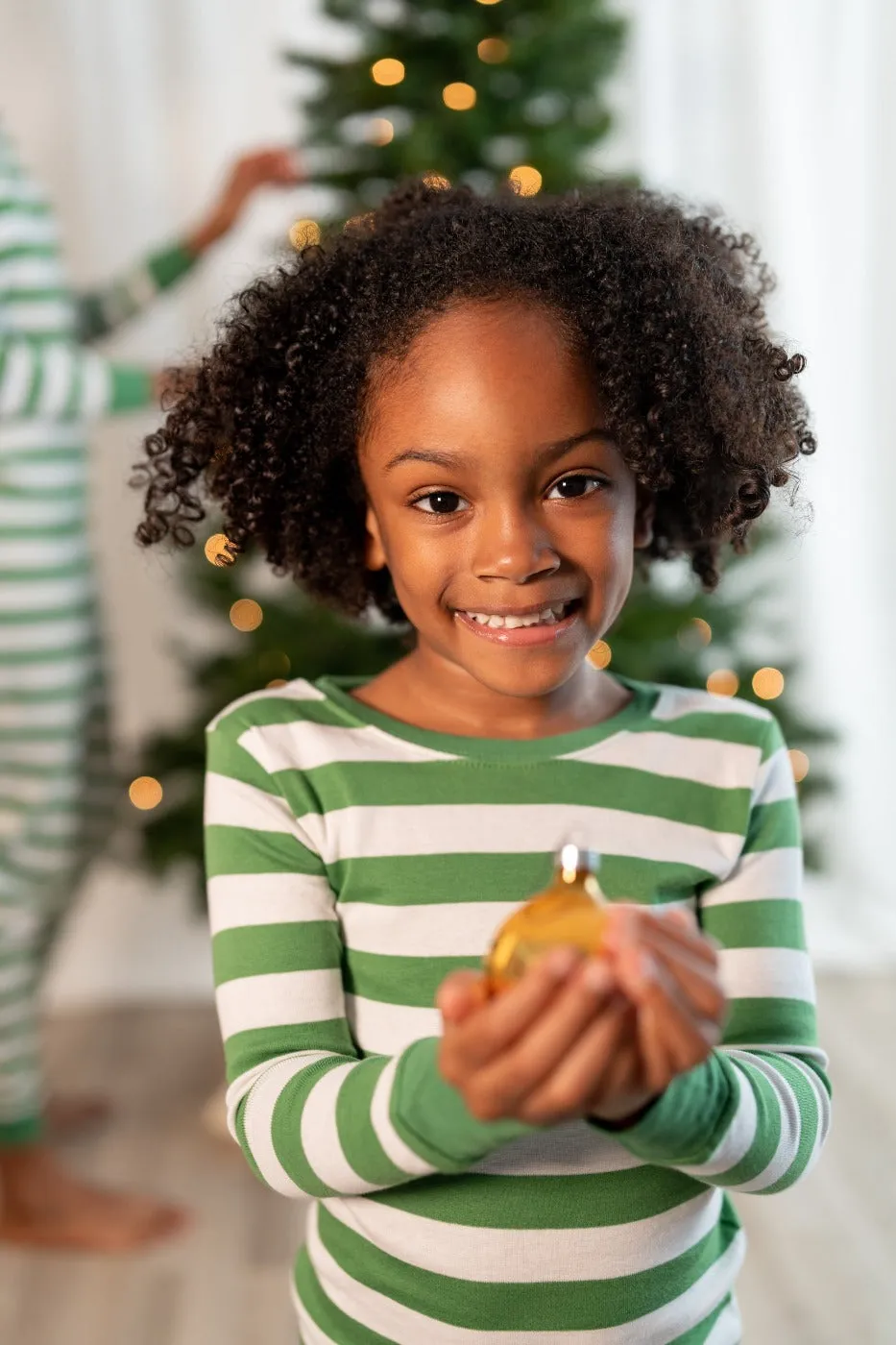 Kids Green & White Stripes Pajamas
