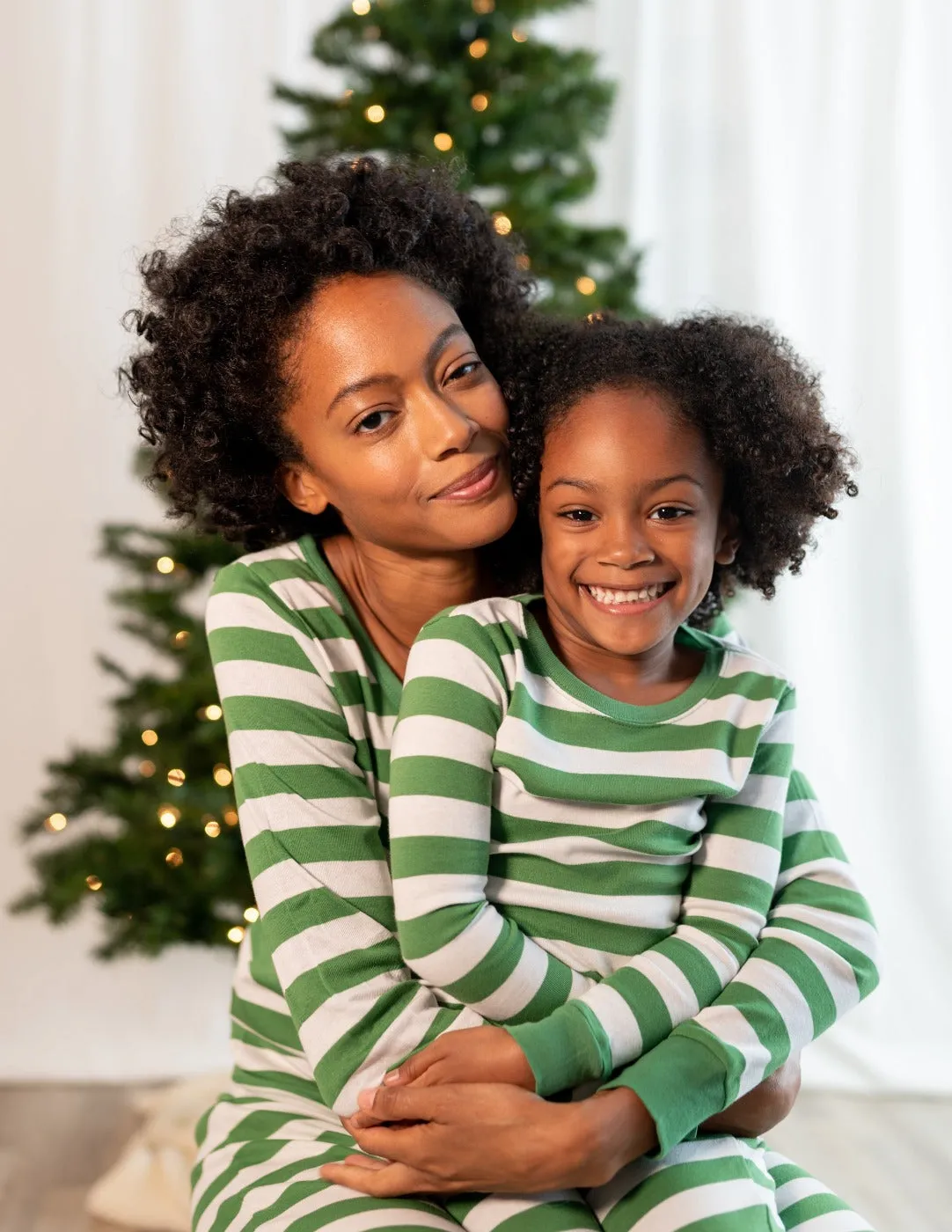 Kids Green & White Stripes Pajamas