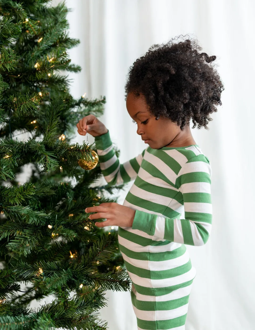 Kids Green & White Stripes Pajamas