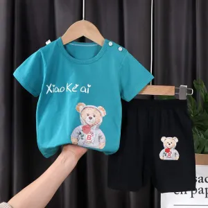 Kids Homewear Set Blue T-shirt with Black Shorts