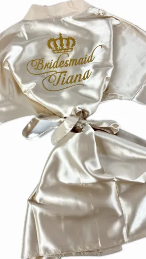 Kids | Personalised Satin Robes | Champagne
