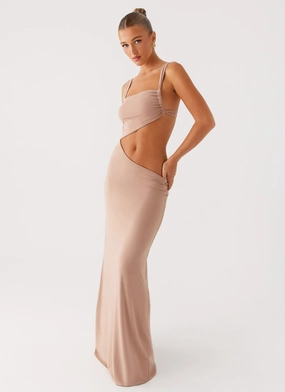 Smooth Detail Kika Maxi Dress - Beige