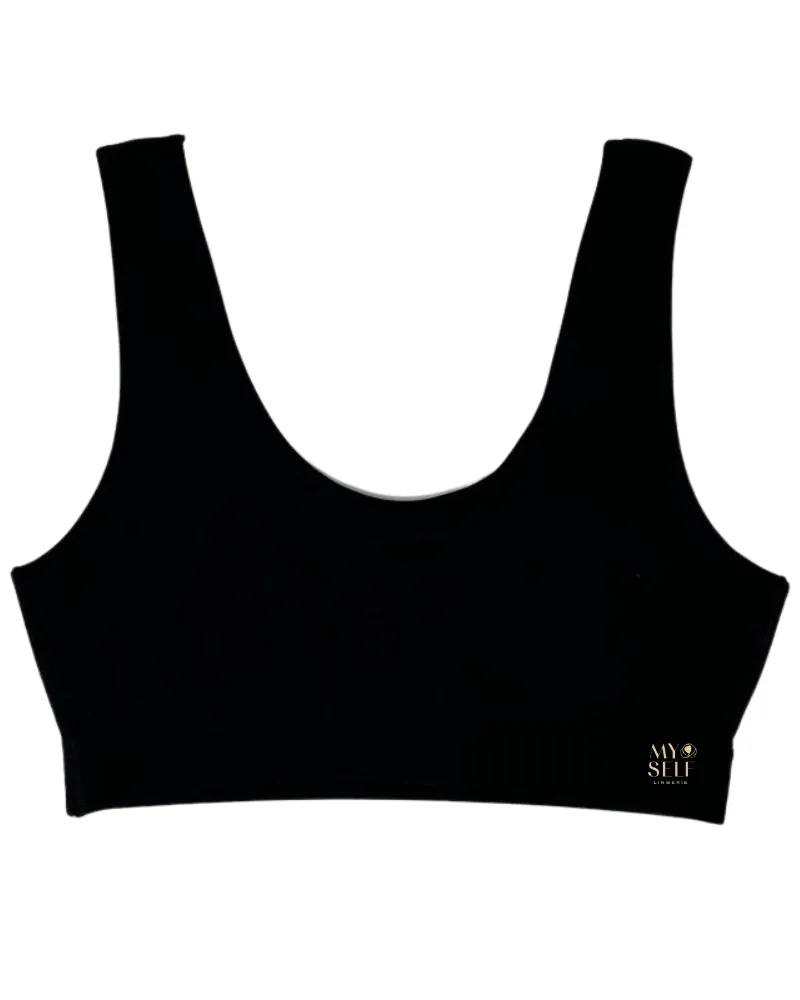 Kilo Brava Black Cotton Scoop Bralette