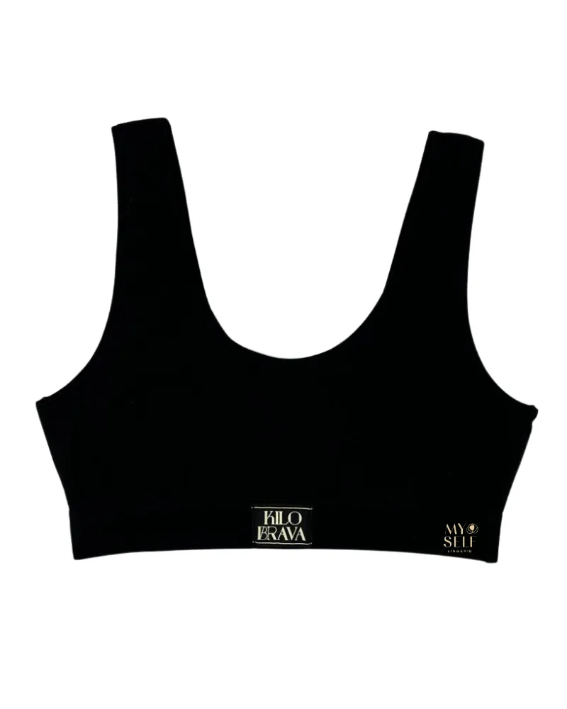 Kilo Brava Black Cotton Scoop Bralette