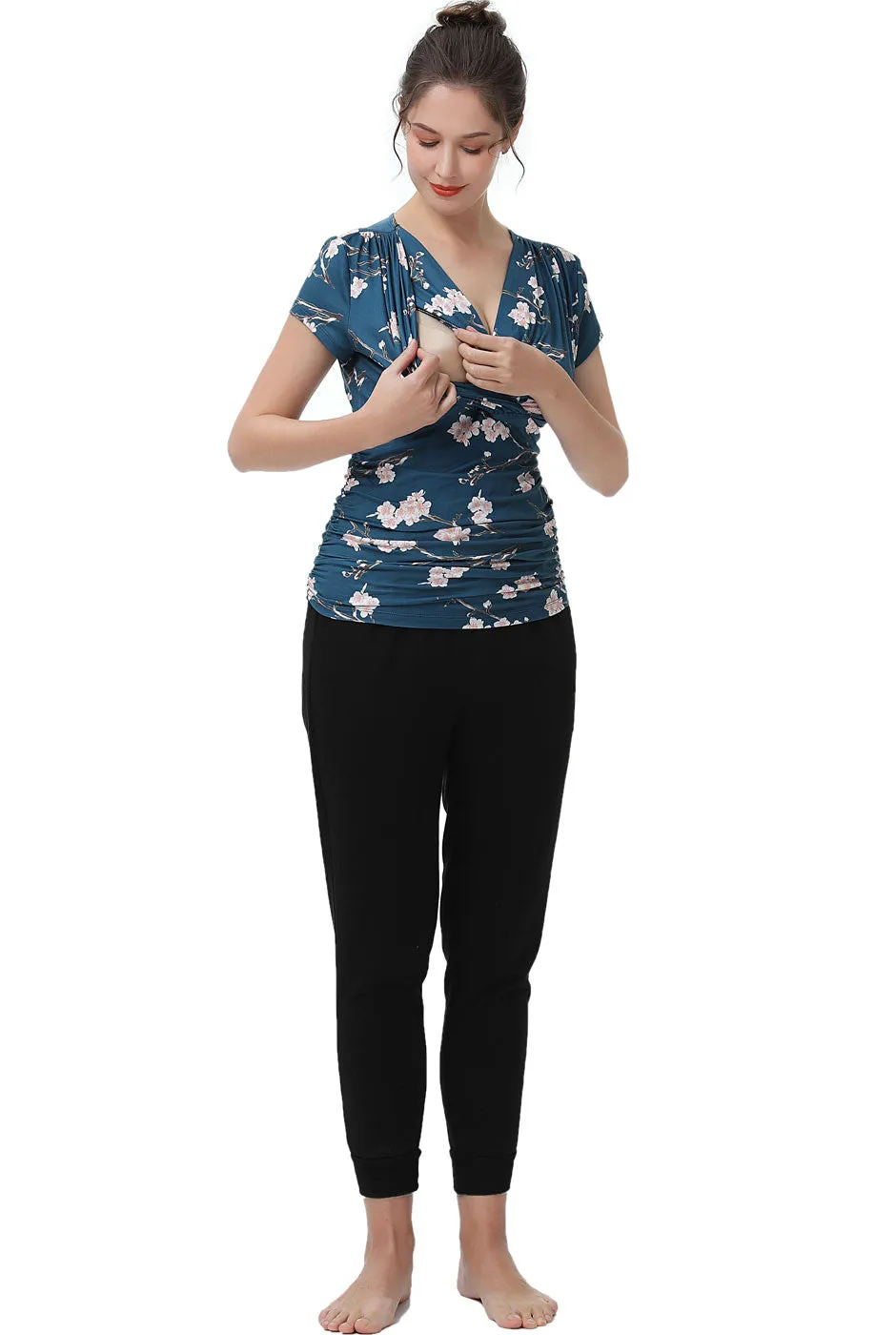 Kimi   Kai Maternity "Josie" Nursing Lounge Top, Joggers & Cardigan