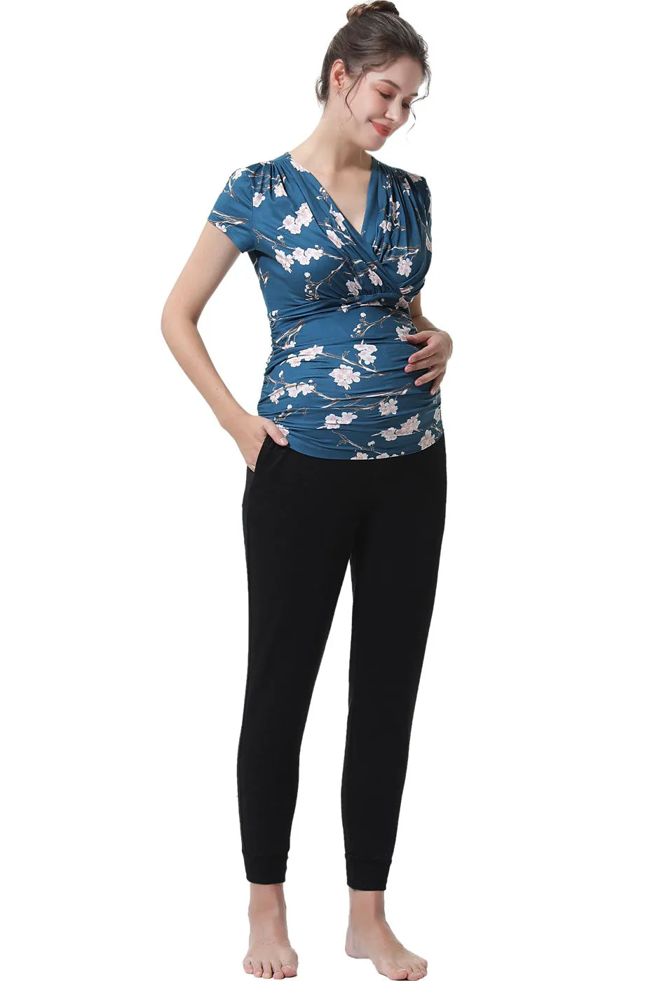 Kimi   Kai Maternity "Josie" Nursing Lounge Top, Joggers & Cardigan
