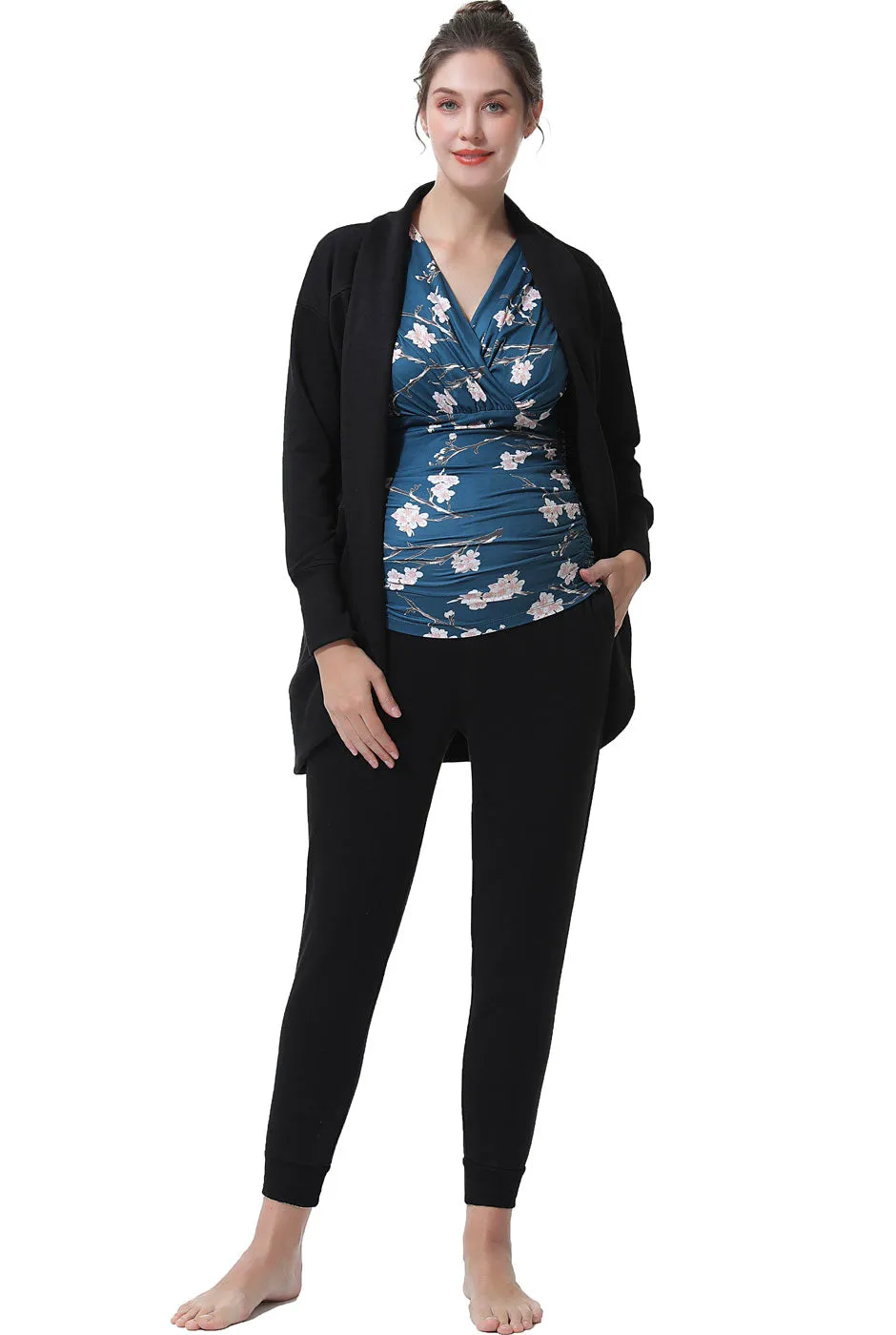 Kimi   Kai Maternity "Josie" Nursing Lounge Top, Joggers & Cardigan