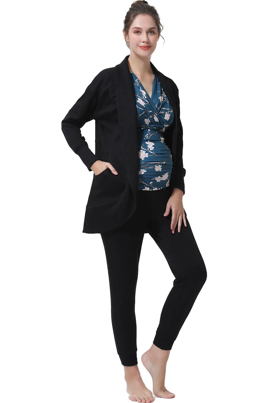 Kimi   Kai Maternity "Josie" Nursing Lounge Top, Joggers & Cardigan