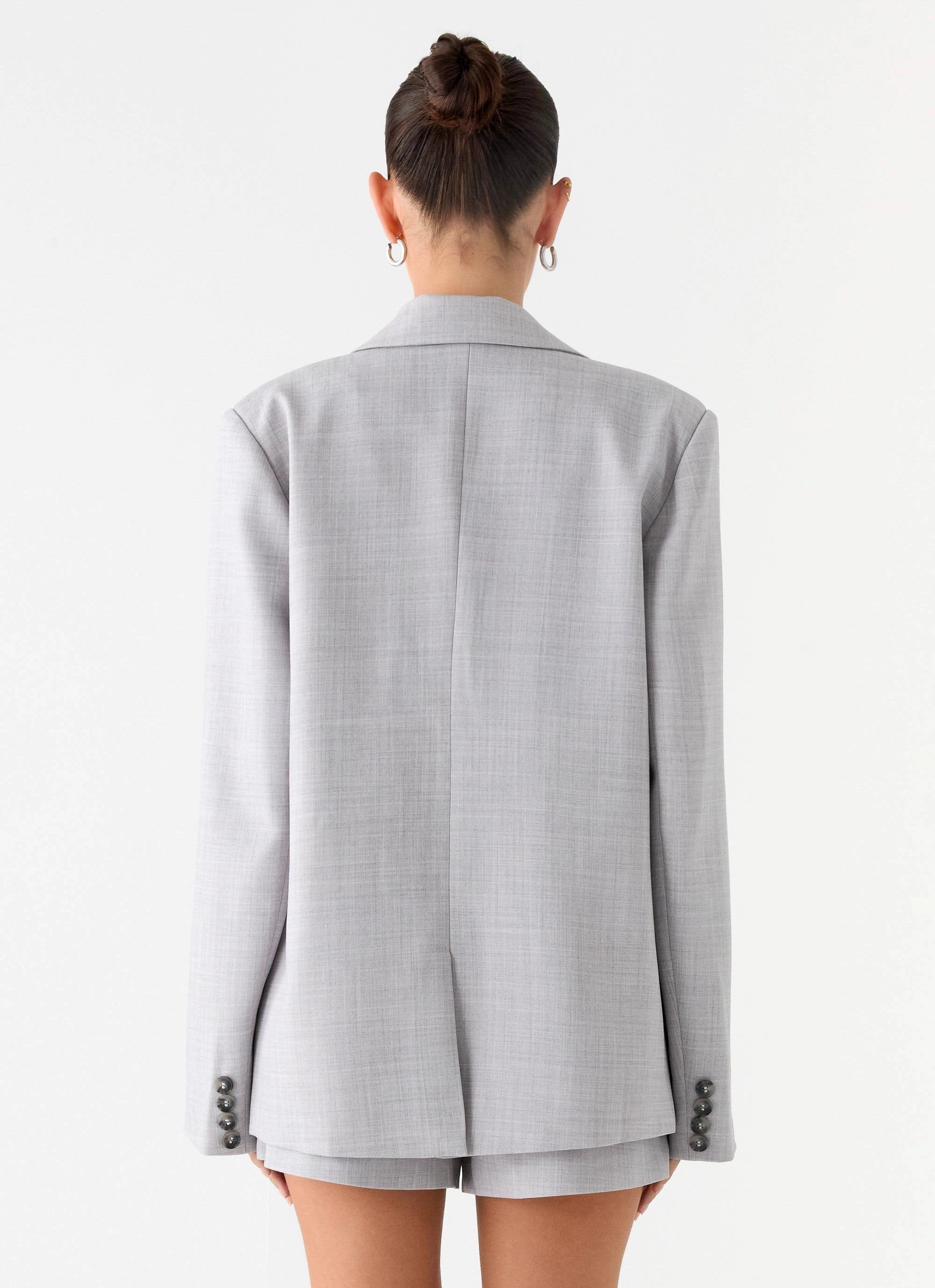 Utility Pockets Heat Retention Layer Kingston Oversized Blazer - Grey