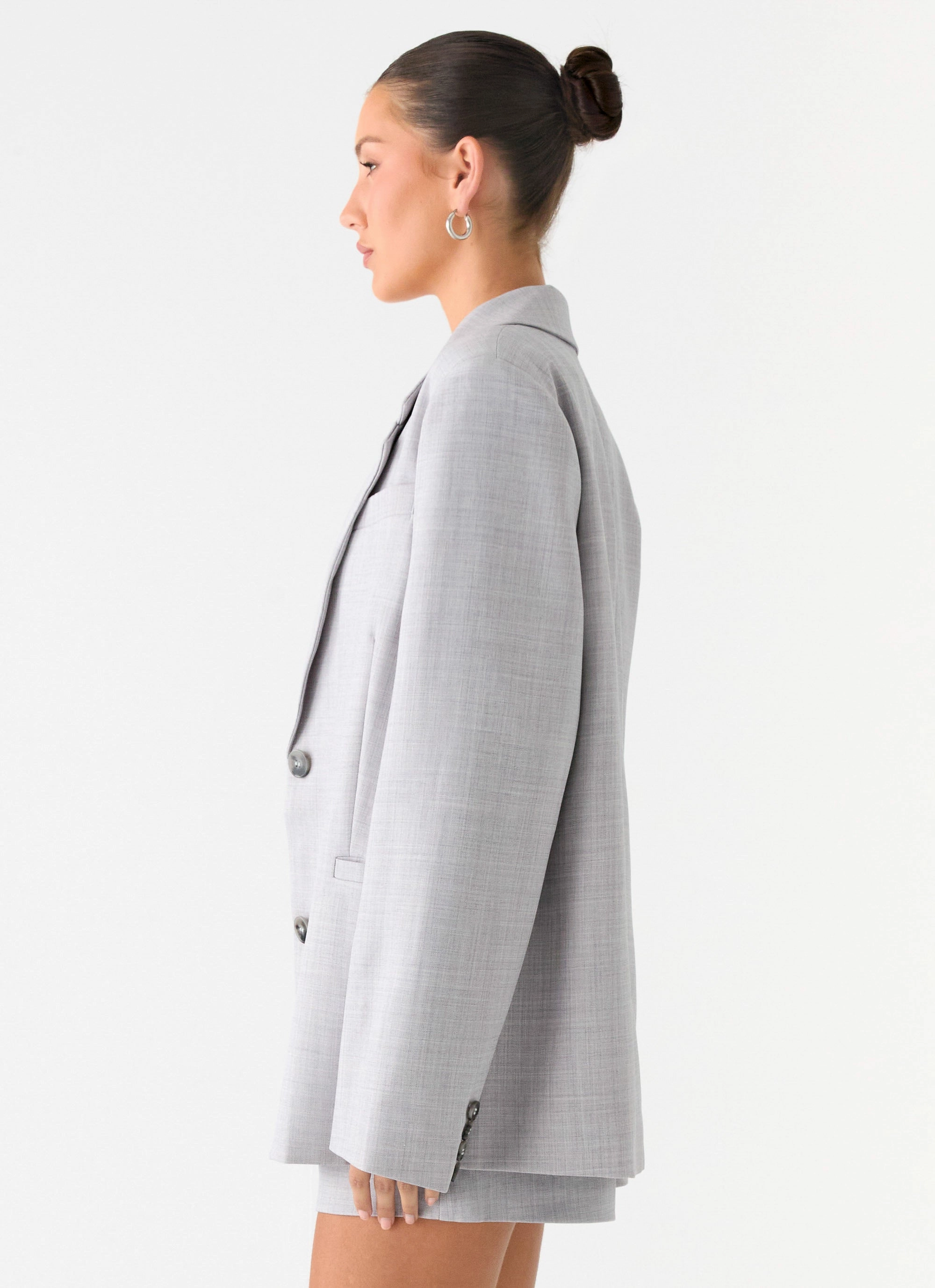 Kingston Oversized Blazer - Grey Versatile Daily Layer Ergonomic Shoulder Fit